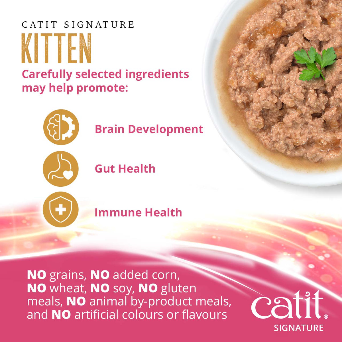 Catit Signature Kitten Chicken Pâté in Bone Broth Wet Cat Food - Brain Development, Gut Health and Immune Health Benefits - PetMax Canada