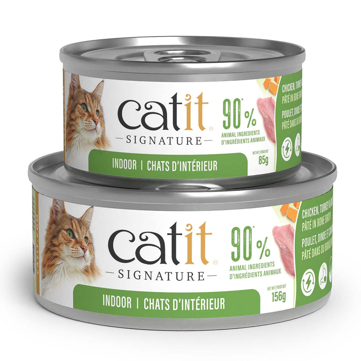 Catit Signature Indoor Chicken, Turkey & Duck Pâté in Bone Broth Wet Cat Food - 85g and 156g cans - Catit - PetMax Canada