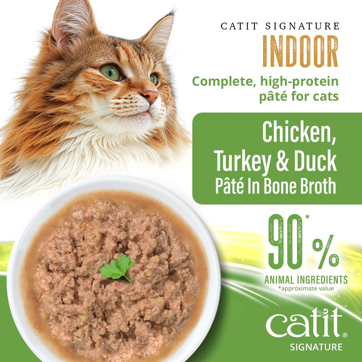 Catit Signature Indoor Chicken, Turkey & Duck Pâté in Bone Broth Wet Cat Food - 90% Animal Ingredients Pâté in Bone Broth - PetMax Canada