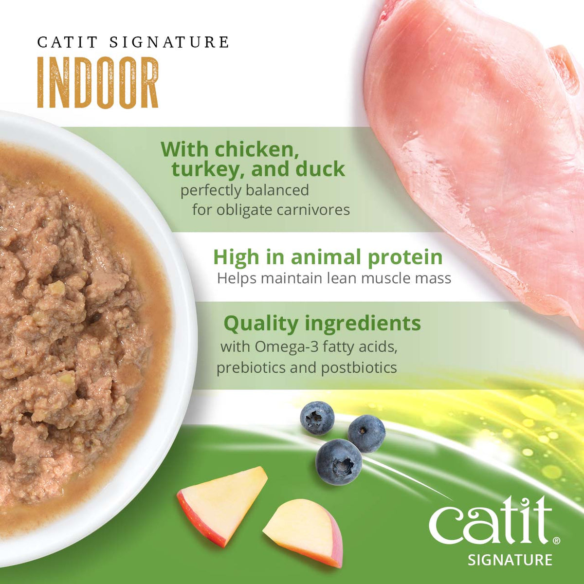 Catit Signature Indoor Chicken, Turkey & Duck Pâté in Bone Broth Wet Cat Food - Chicken, Turkey and Duck High-Protein Benefits - PetMax Canada
