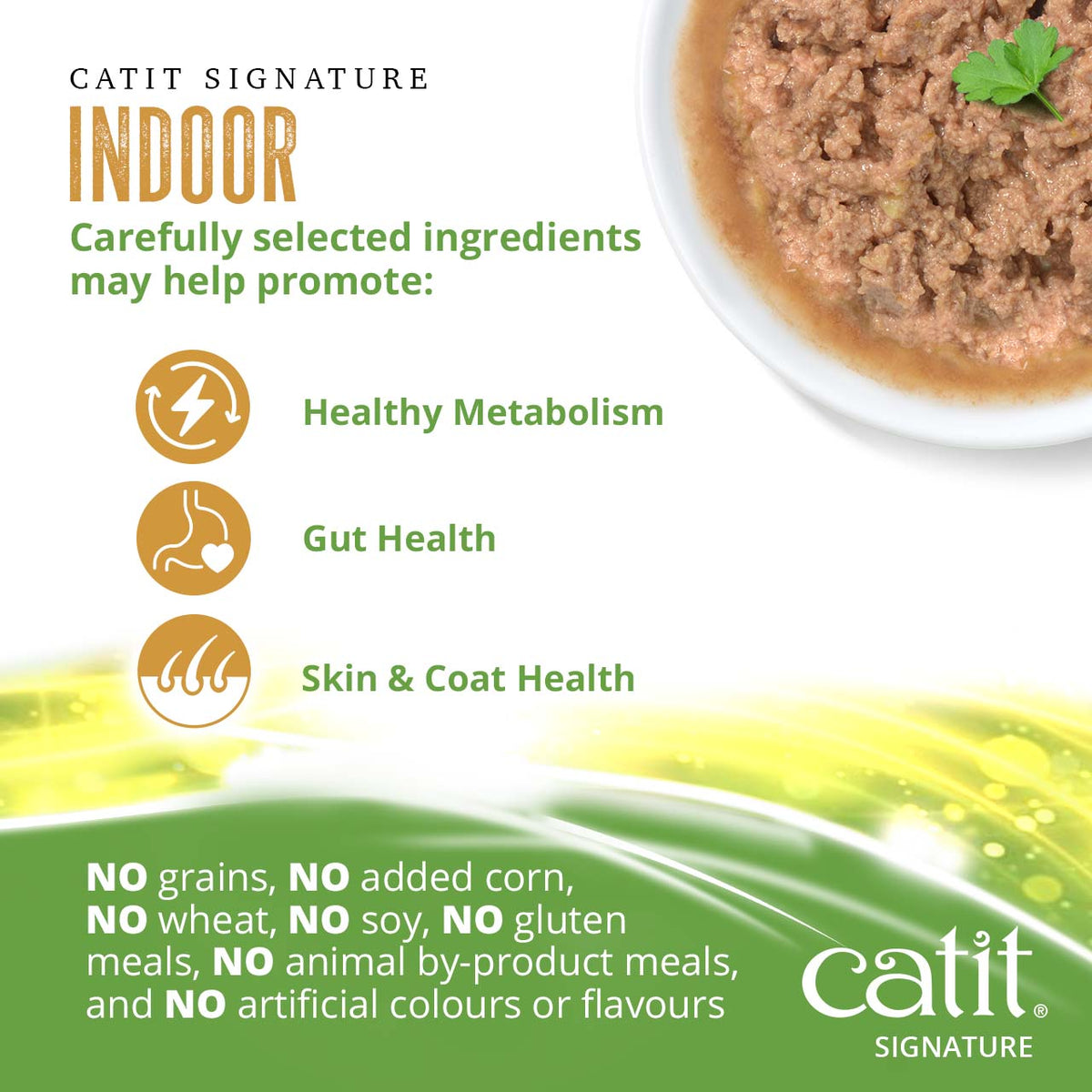 Catit Signature Indoor Chicken, Turkey & Duck Pâté in Bone Broth Wet Cat Food - Metabolism, Gut and Skin & Coat Health - PetMax Canada