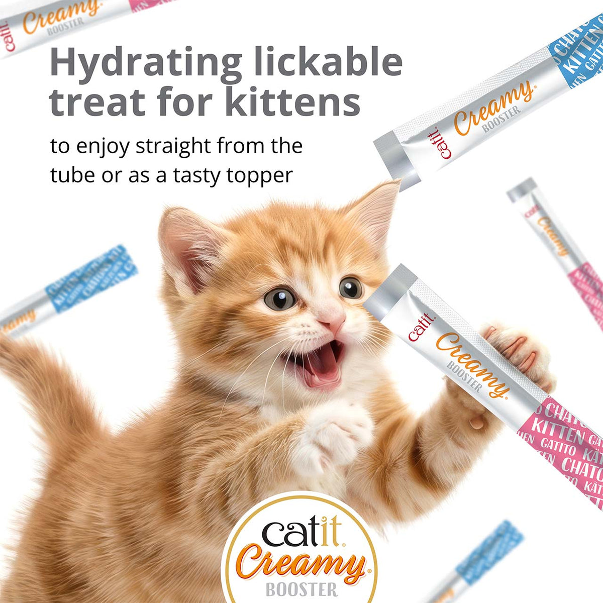 Catit Creamy Booster Tuna Kitten Treats - hydrating lickable treat for kittens - PetMax Canada