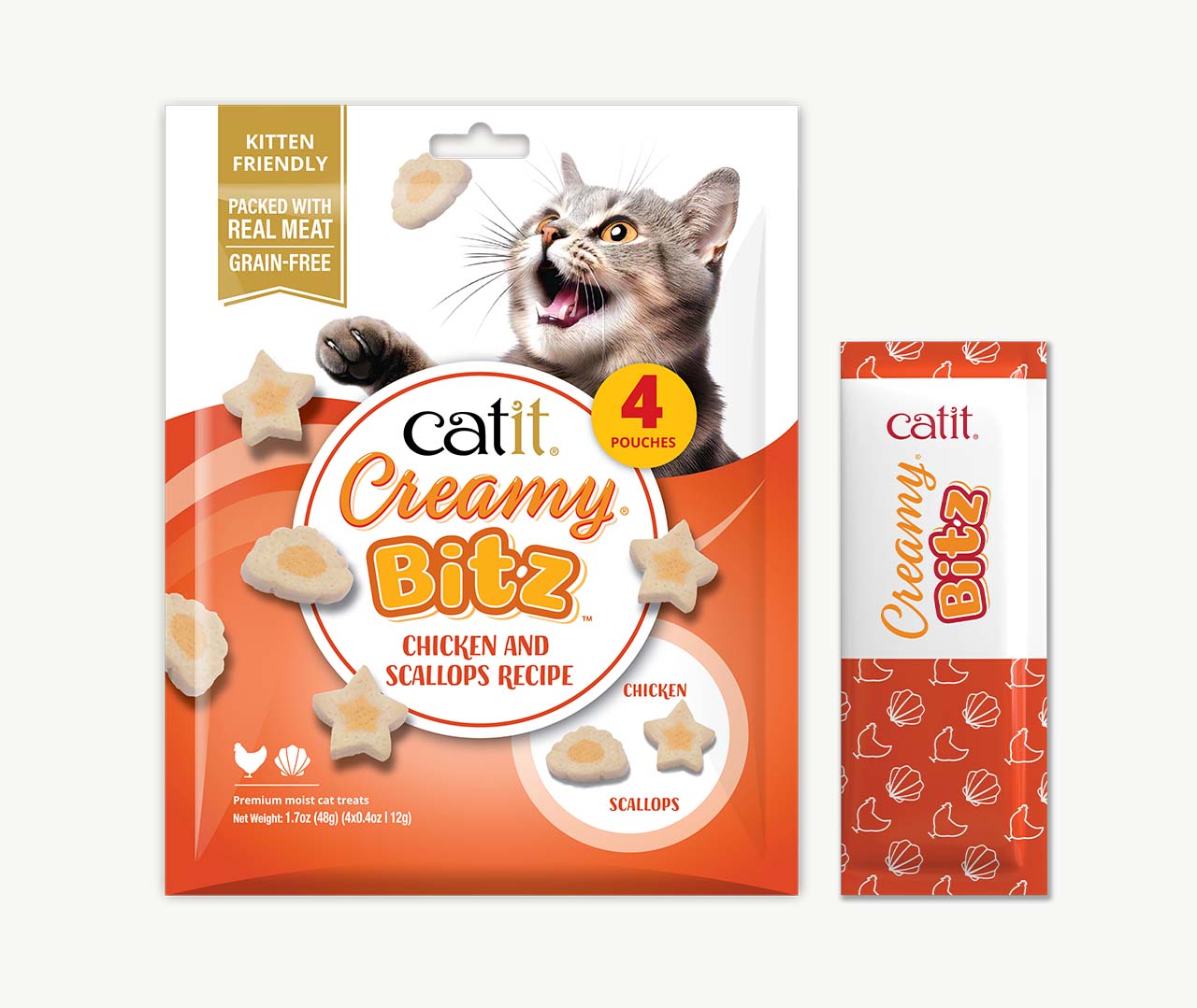 Catit Creamy Blitz Chicken & Scallops Soft Cat Treats - Cat Treats - Catit - PetMax Canada