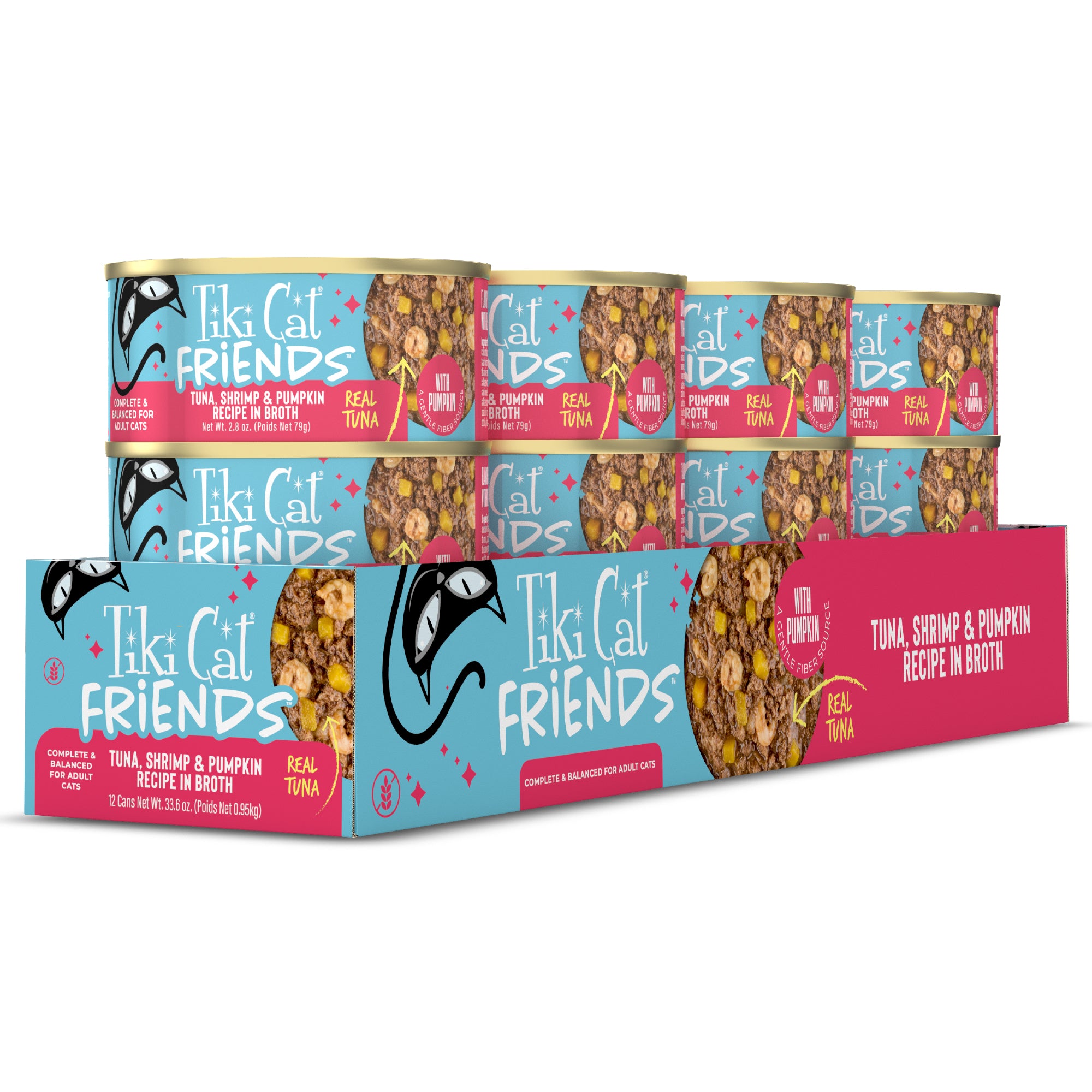 Tiki Cat Aloha Friends Tuna, Shrimp & Pumpkin Recipe in Broth Wet Cat Food - Case of 12 - Tiki Cat - PetMax Canada