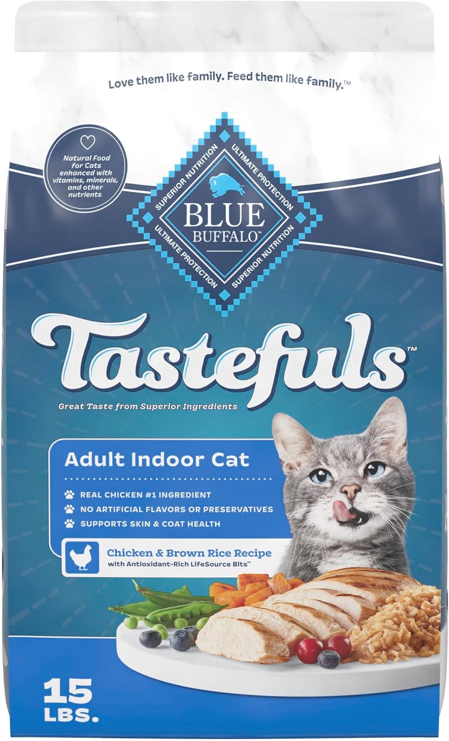 Blue Buffalo Tastefuls Indoor Chicken & Brown Rice Adult Dry Cat Food - Blue Buffalo - PetMax Canada