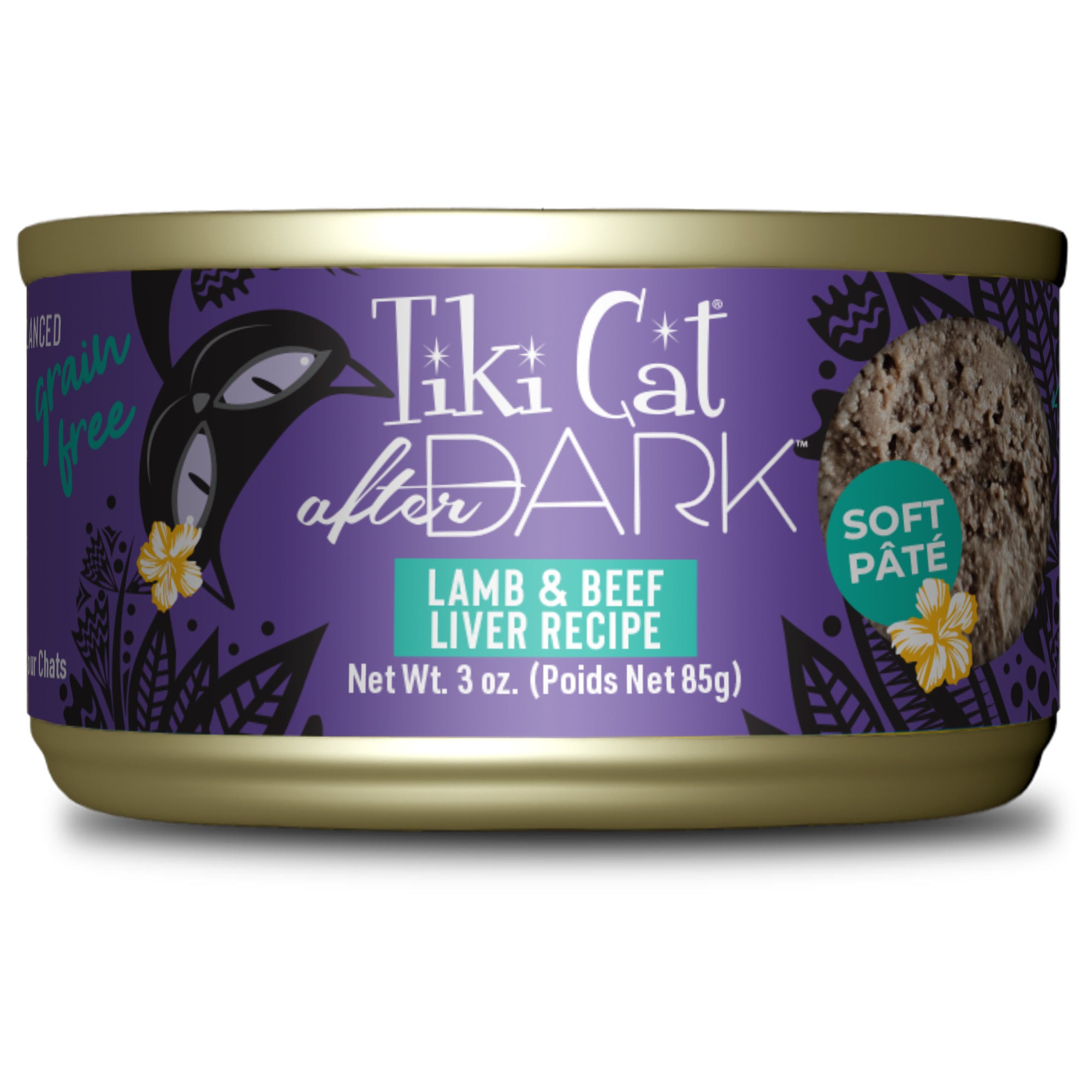 Tiki Cat After Dark Pâté Lamb & Beef Liver Recipe Canned Wet Cat Food - Front of Can - Tiki Cat - PetMax Canada