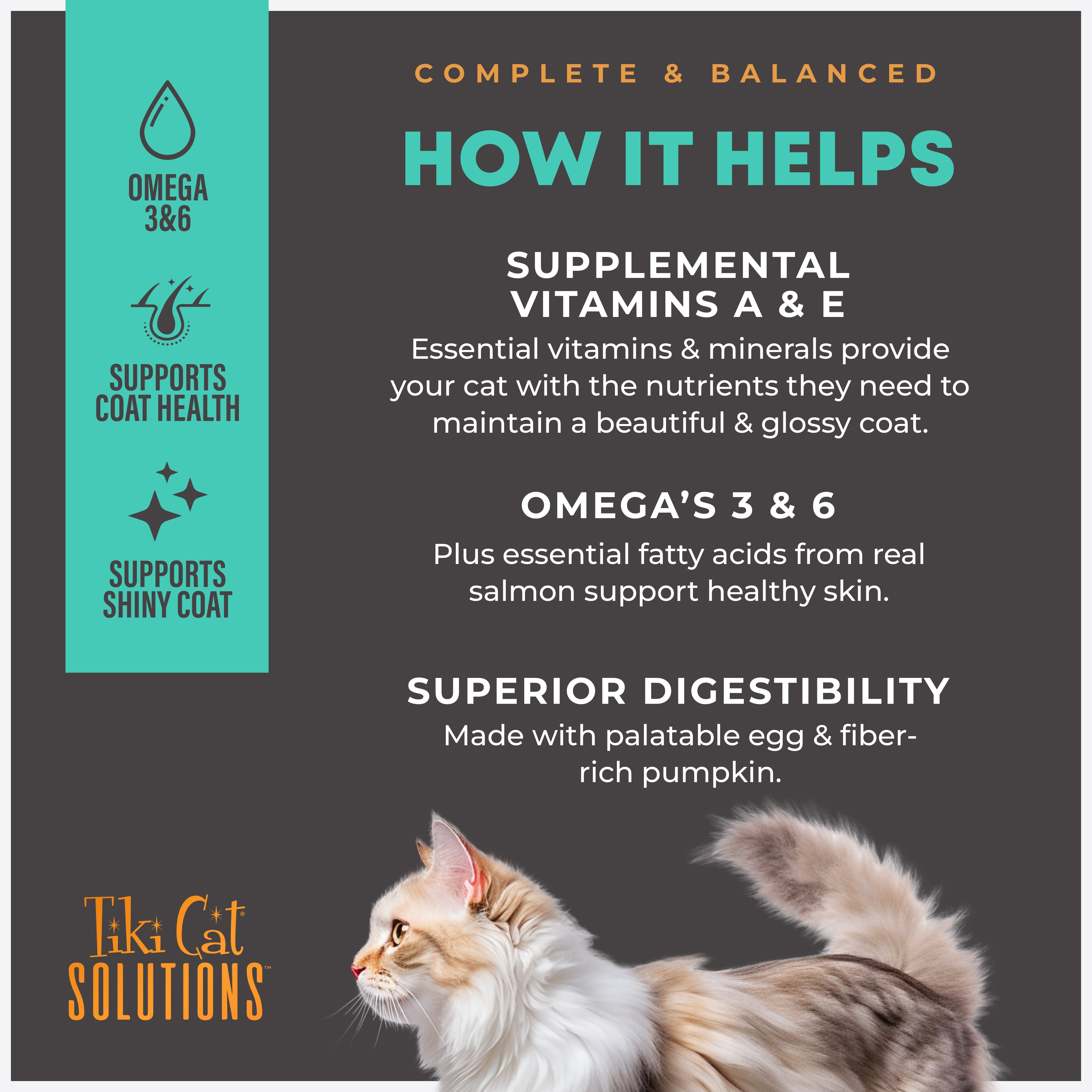 Tiki Cat Special Mousse Skin & Coat Salmon Recipe in Broth Wet Cat Food - Product Highlights 3 - Tiki Cat - PetMax Canada