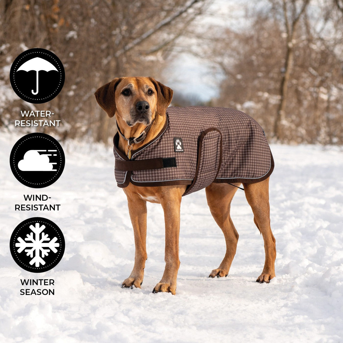 Shedrow K9 Expedition Dog Coat Cinder Houndstooth - Coats - Shedrow K9 - PetMax Canada