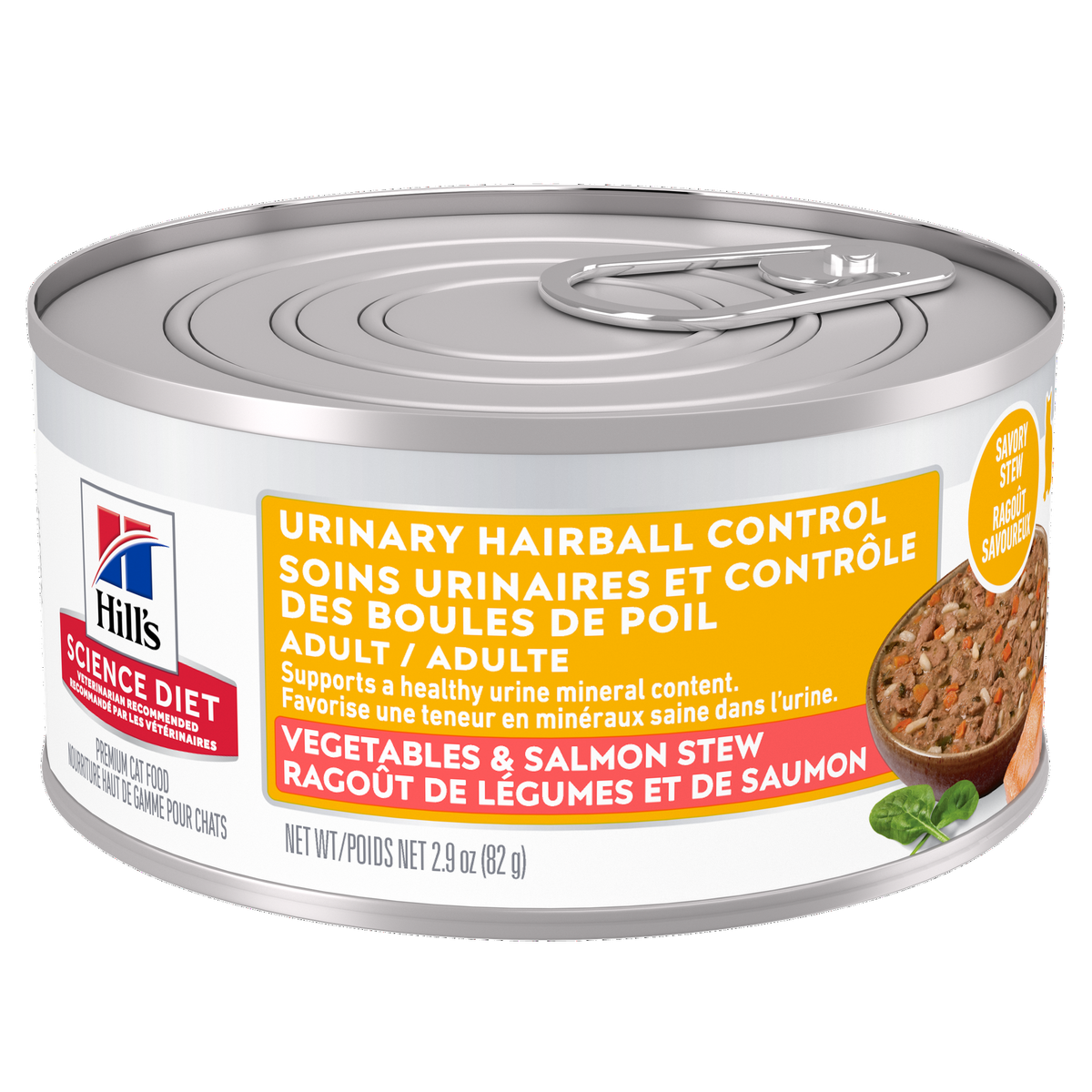 Hill's Science Diet Adult Urinary & Hairball Control Vegetables & Salmon Stew Canned Cat Food 82g