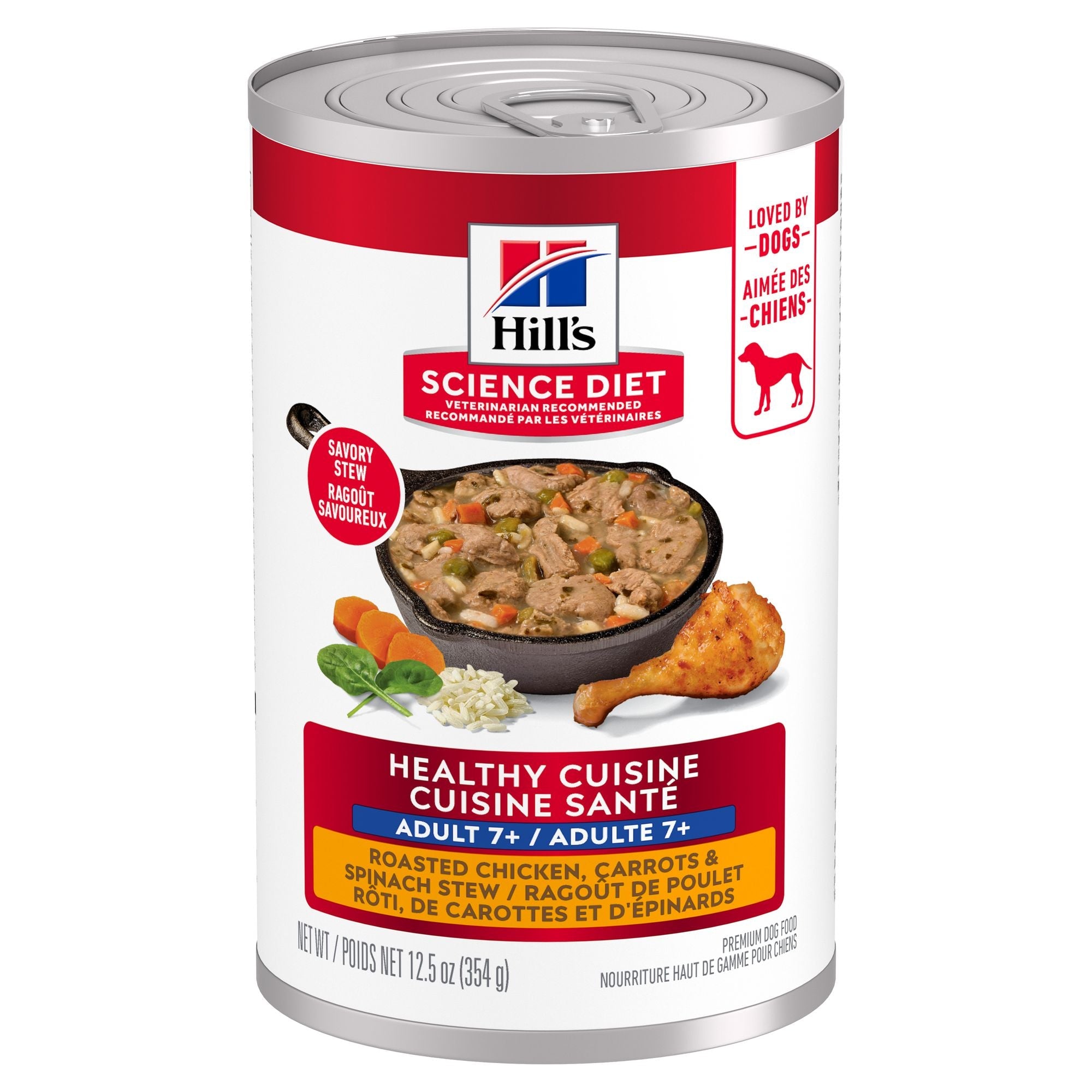 Hill's Science Diet Senior 7+ Healthy Cuisine Canned Dog Food, Roasted Chicken, Carrots, & Spinach Stew 354g