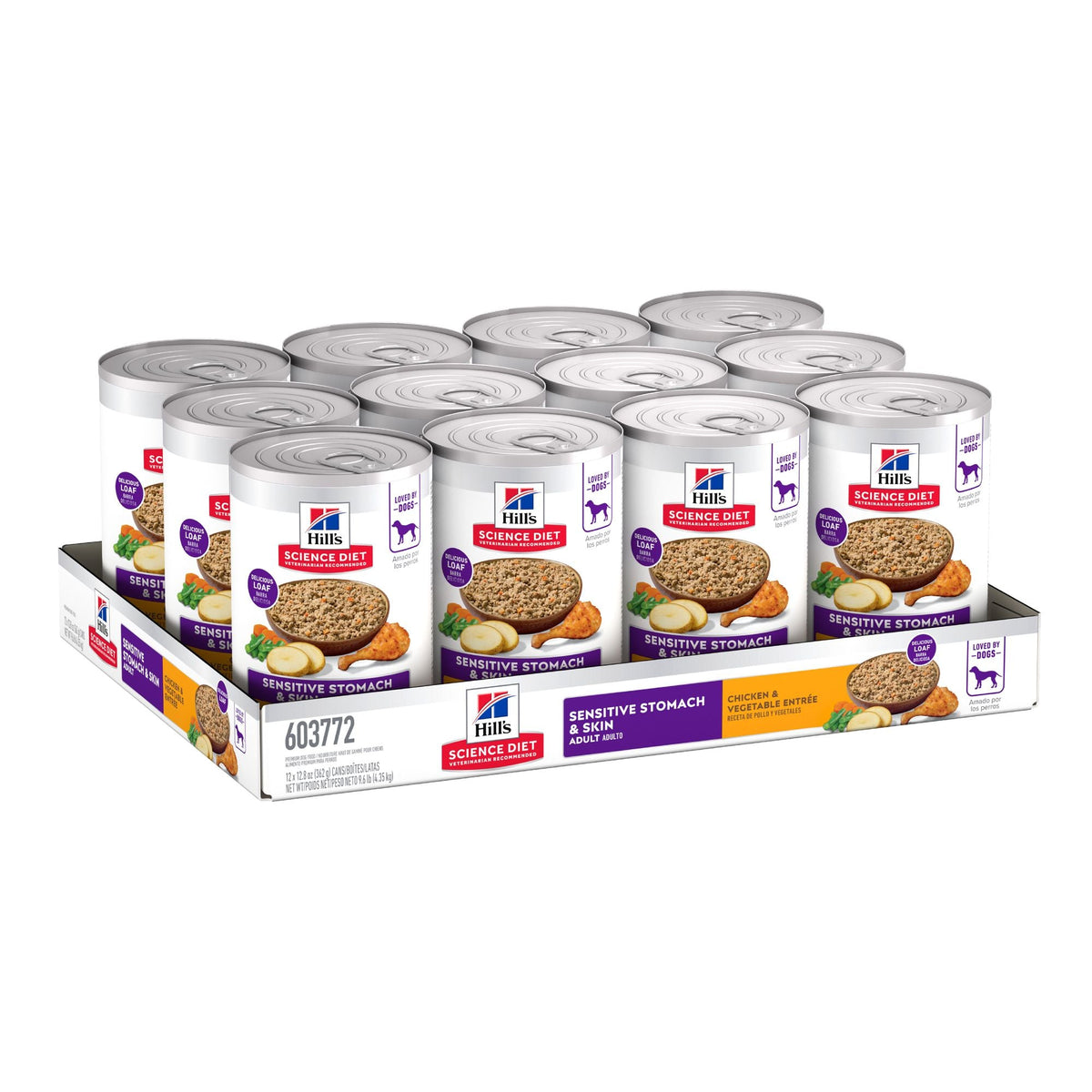 Hill's Science Diet Adult Sensitive Stomach & Skin Canned Dog Food, Chicken & Vegetable Entrée