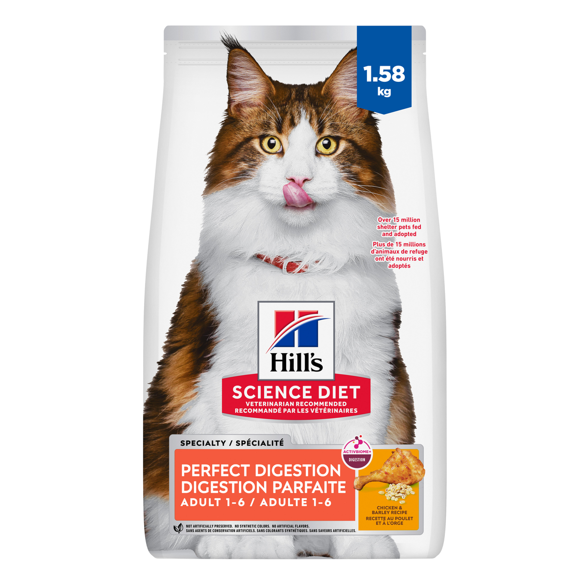 Hill's Science Diet Adult Perfect Digestion Chicken, Barley, & Whole Oats Recipe Dry Cat Food 1.59 Kg
