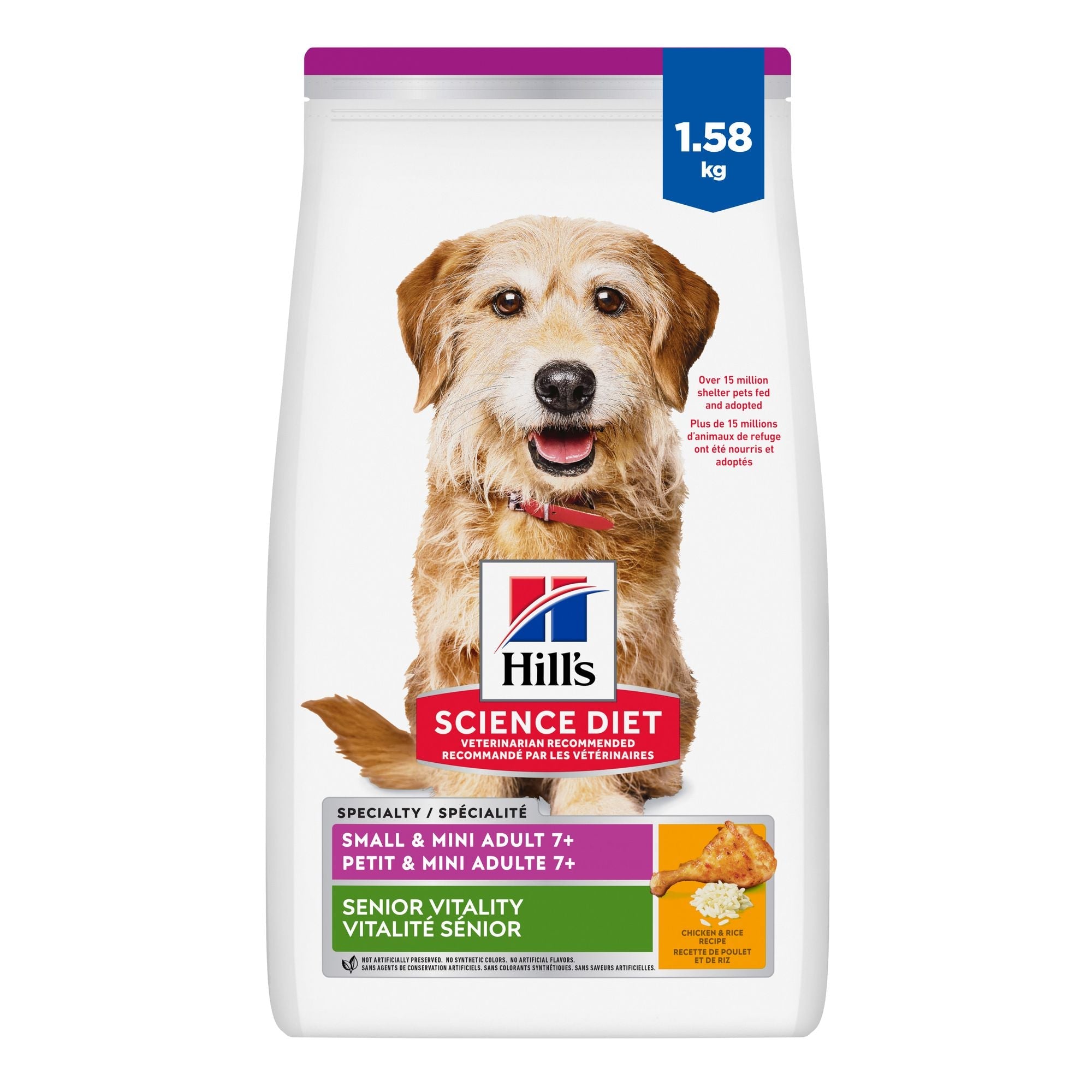 Hill's Science Diet Senior 7+ Senior Vitality Small & Mini Chicken & Rice Recipe Dry Dog Food 1.58 Kg
