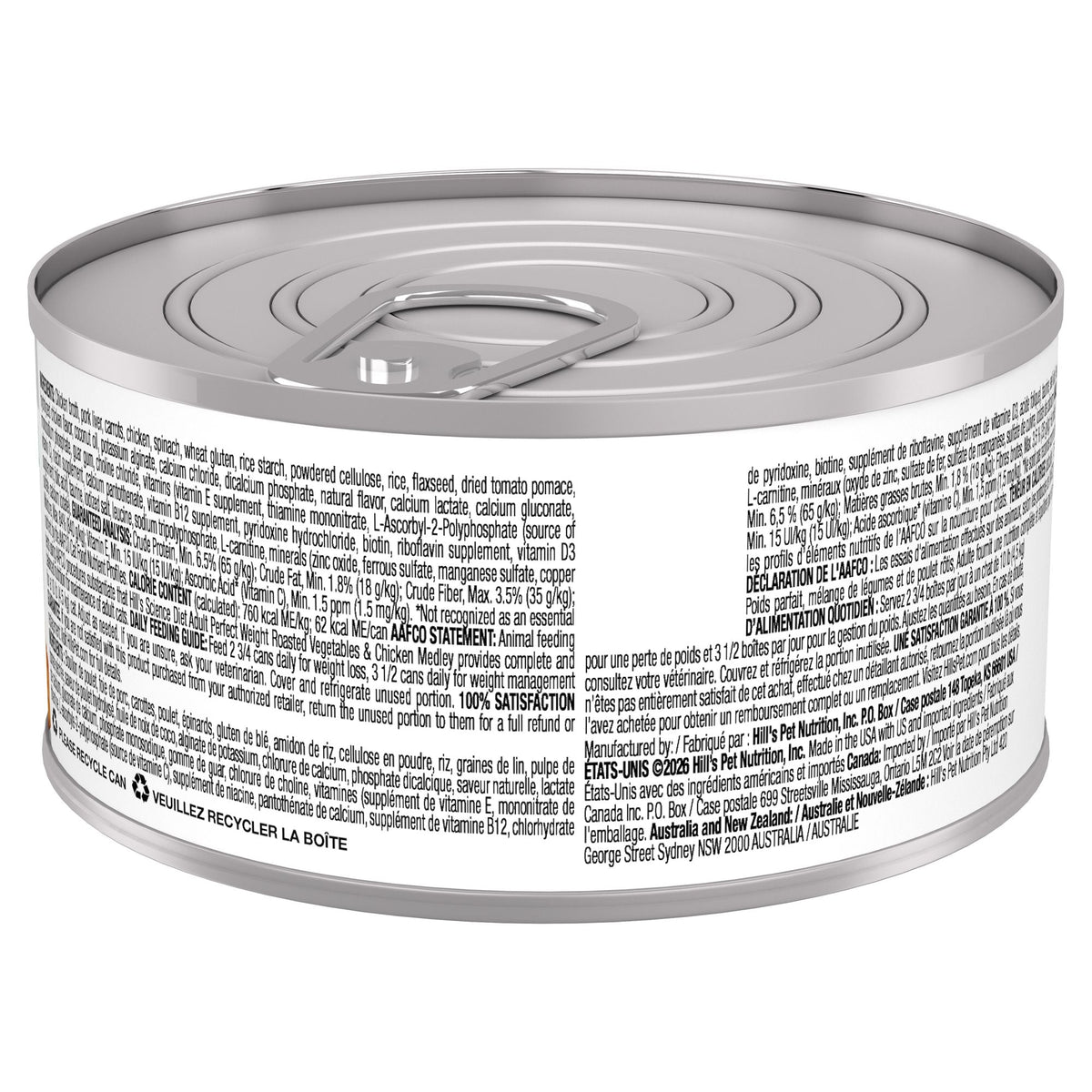 Hill's Science Diet Perfect Weight Canned Cat Food, Roasted Vegetable & Chicken Medley
