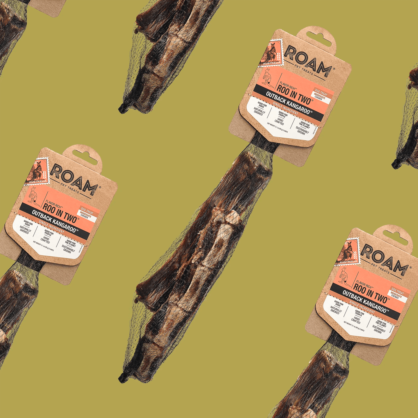Roam Roo In Two Kangaroo Dog Bone Treat Natural Chews | PetMax Canada