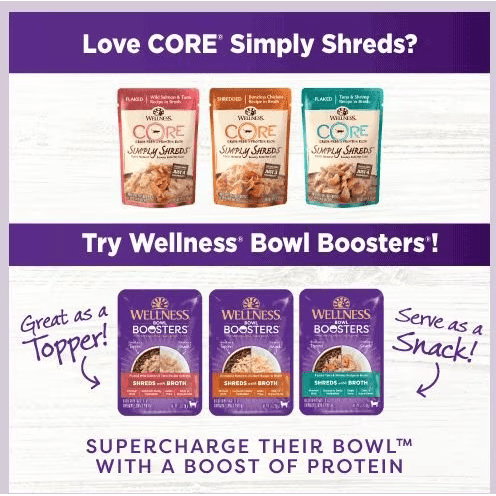 Wellness Bowl Boosters Flaked Salmon & Tuna Wet Cat Topper - 50g - Canned Cat Food - Wellness - PetMax Canada