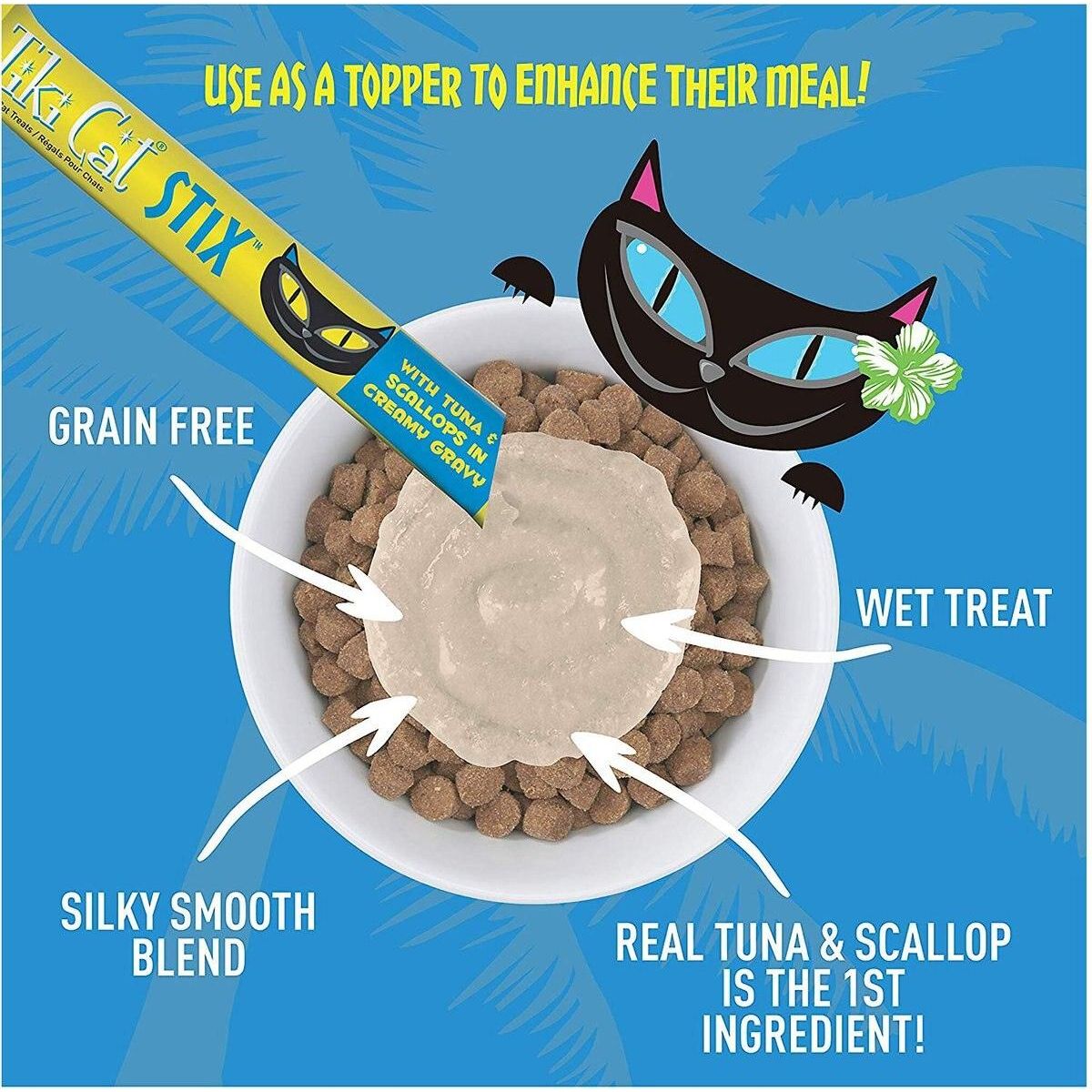 Tiki Cat Stix Tuna & Scallops in Creamy Gravy Grain-Free Wet Cat Treat - 6 Pack - Cat Treats - Tiki Cat - PetMax Canada