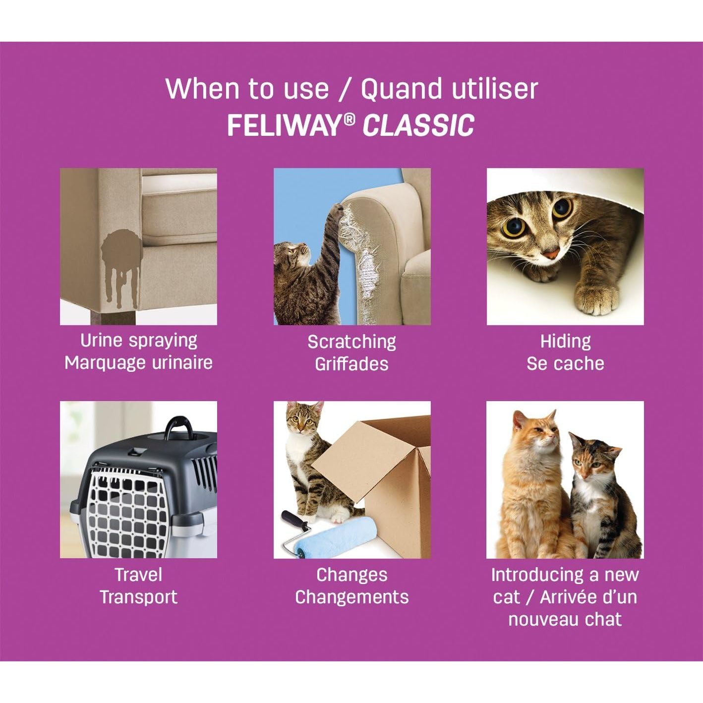 Feliway Classic Recharge Diffuseur Apaisant pour Chats, 30 jours