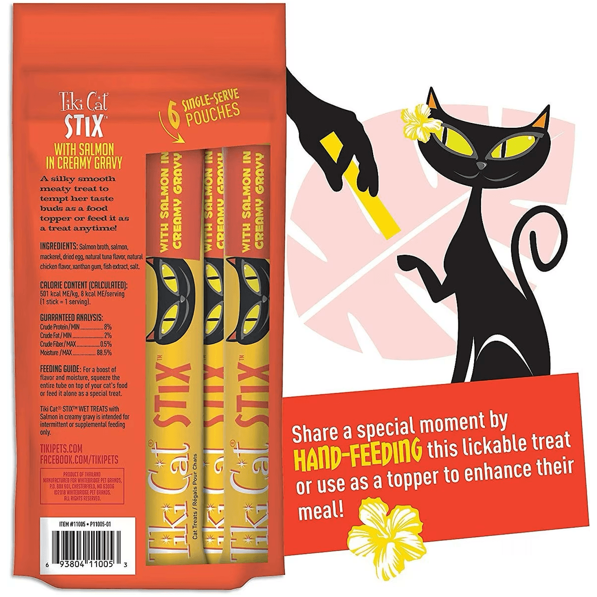 Tiki Cat Stix Salmon in Gravy Grain-Free Wet Cat Treat - 6 Pack - Cat Treats - Tiki Cat - PetMax Canada