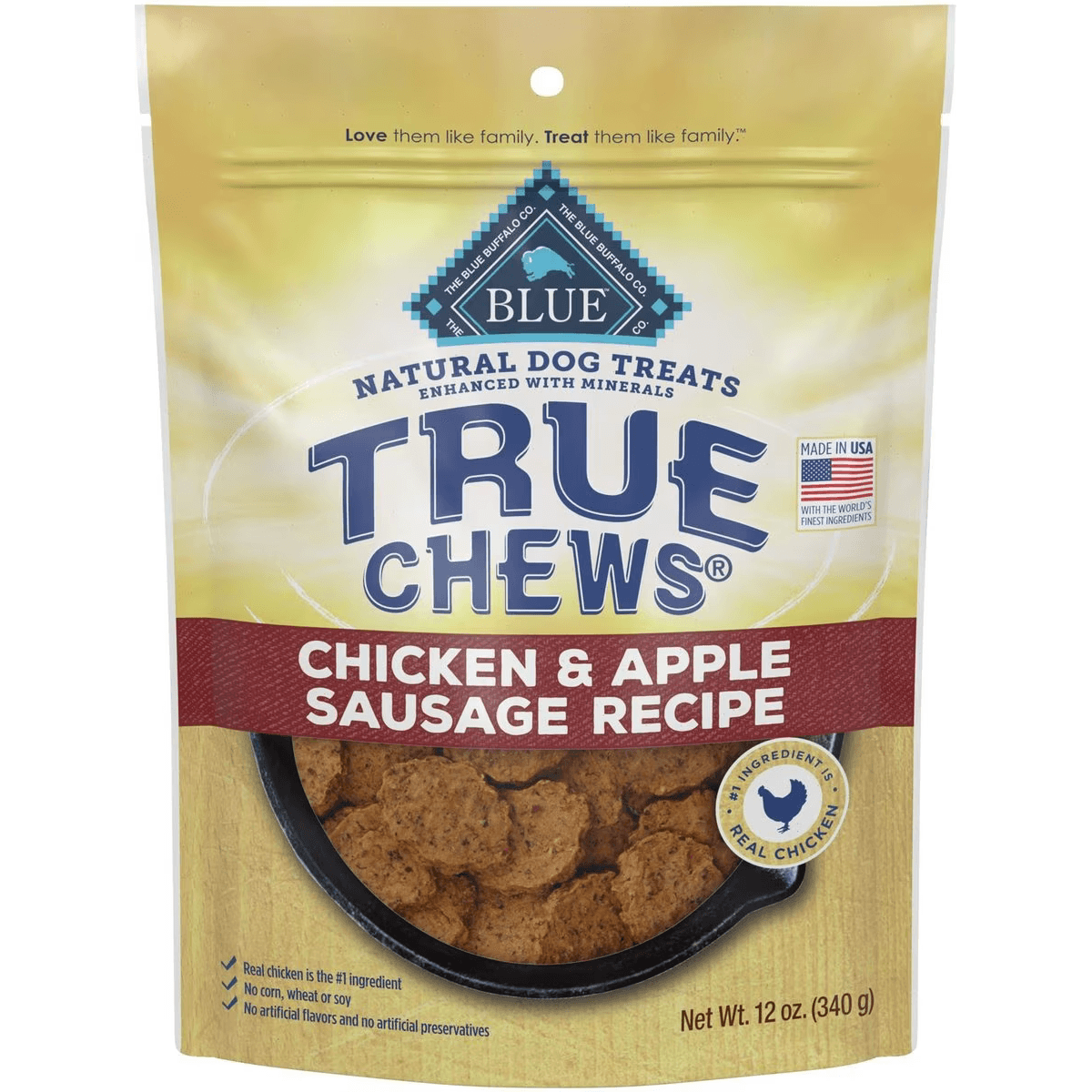 Blue True Chews Dog Treats Chicken & Apple Sausage - 340g - Dog Treats - Blue Buffalo - PetMax Canada