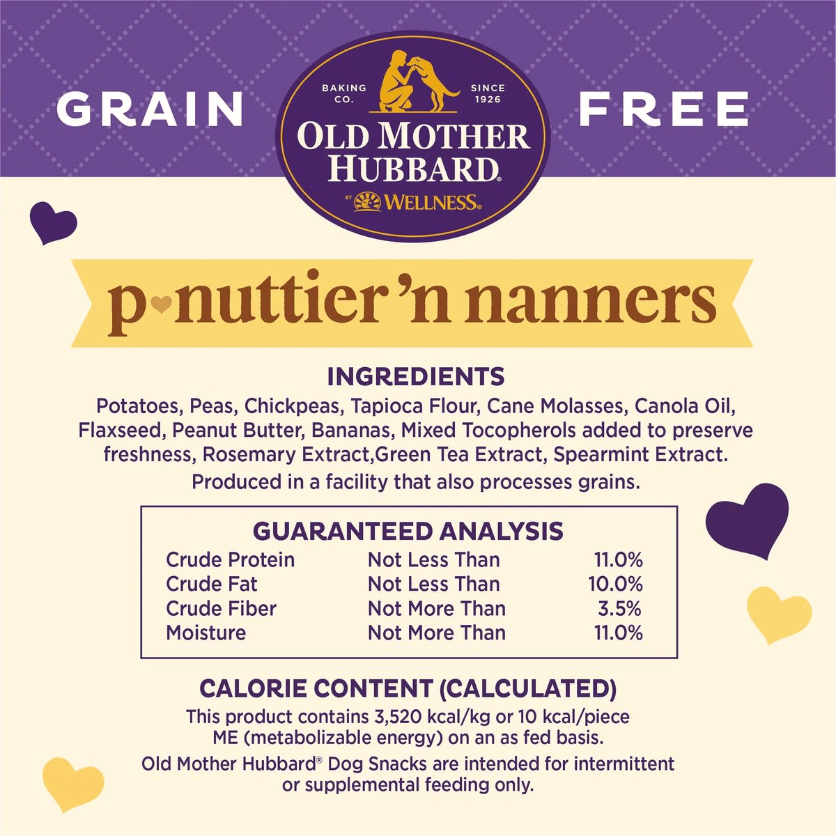 Old Mother Hubbard Classic P-Nuttier 'N Nanners Grain Free Mini Oven-Baked Biscuits Dog Treats - 453g - Dog Treats - Old Mother Hubbard - PetMax Canada