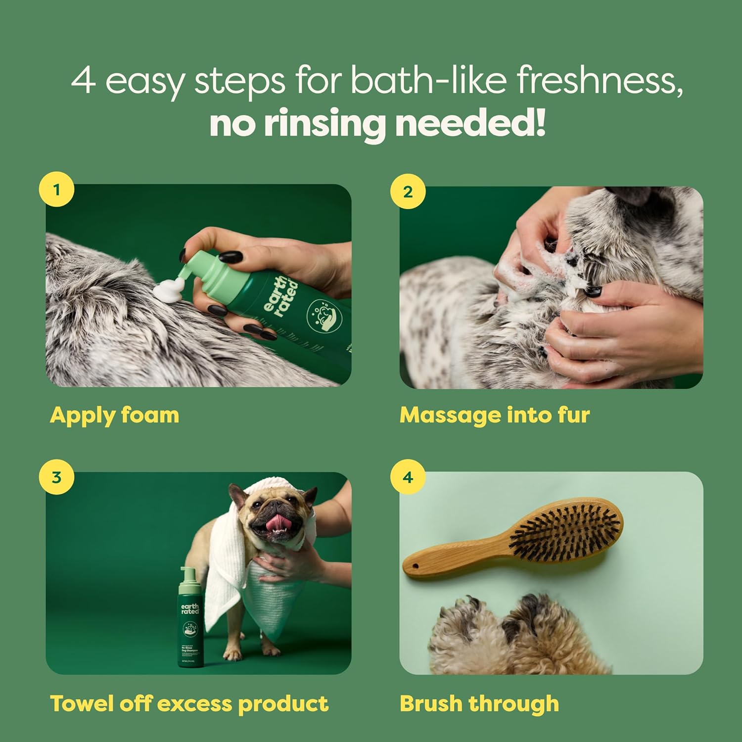 Earth Rated No Rinse Convenient Waterless Dog & Puppy Shampoo