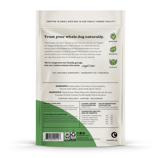 Crumps Naturals Plaque Busters Bacon Dog Treats - 140g - Dog Treats - Crump's Naturals - PetMax Canada