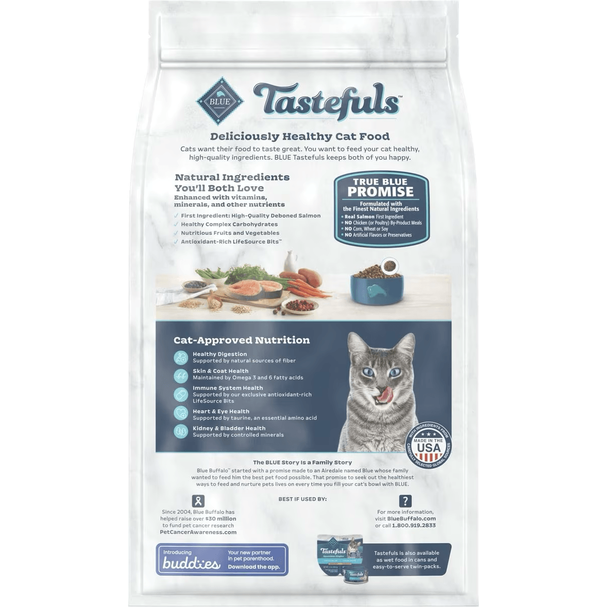 Blue Buffalo Tastefuls Indoor Natural Salmon & Brown Rice Adult Dry Cat Food - 6.8 Kg - Cat Food - Blue Buffalo - PetMax Canada