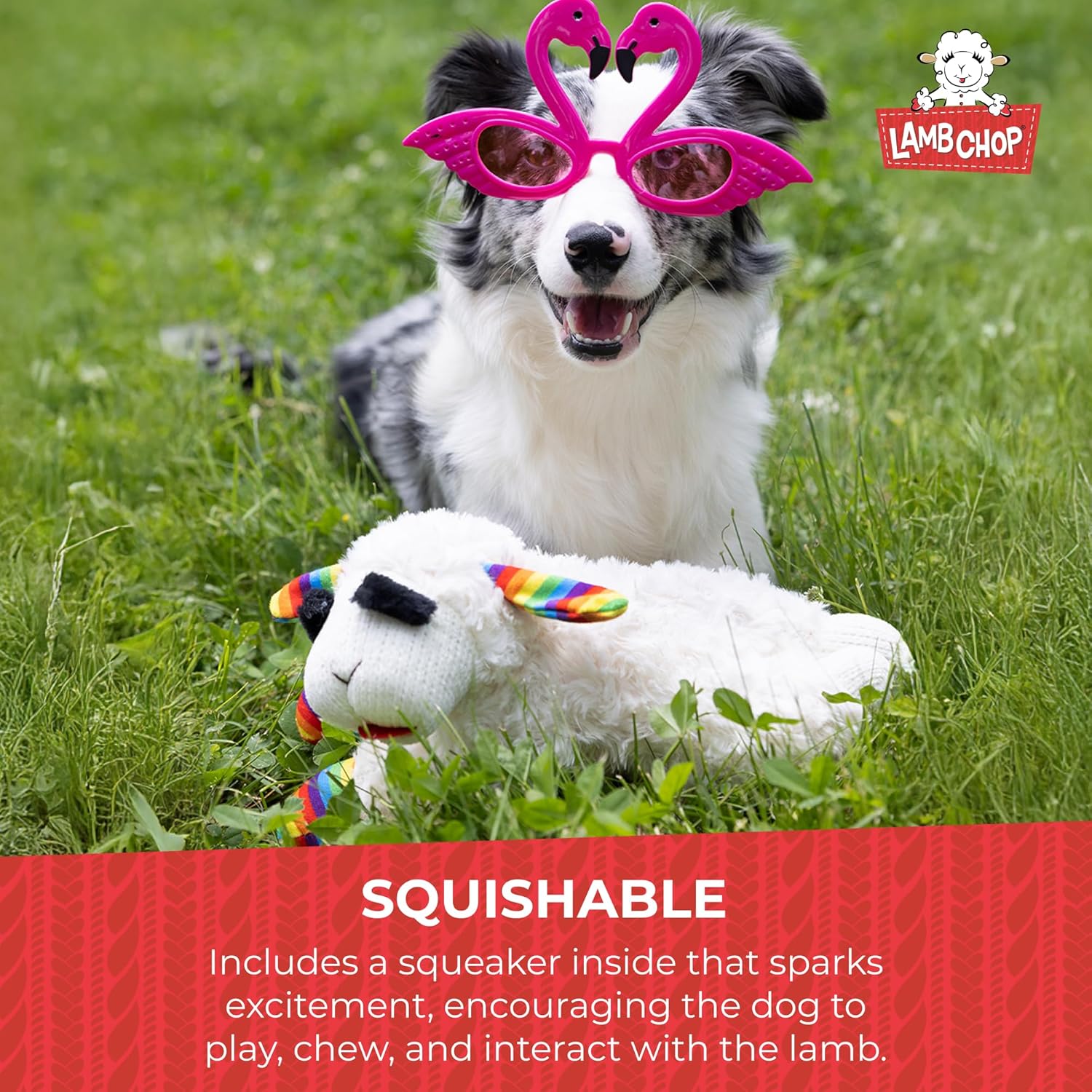 Lamb Chop With Birthday Hat Plush Dog Toy