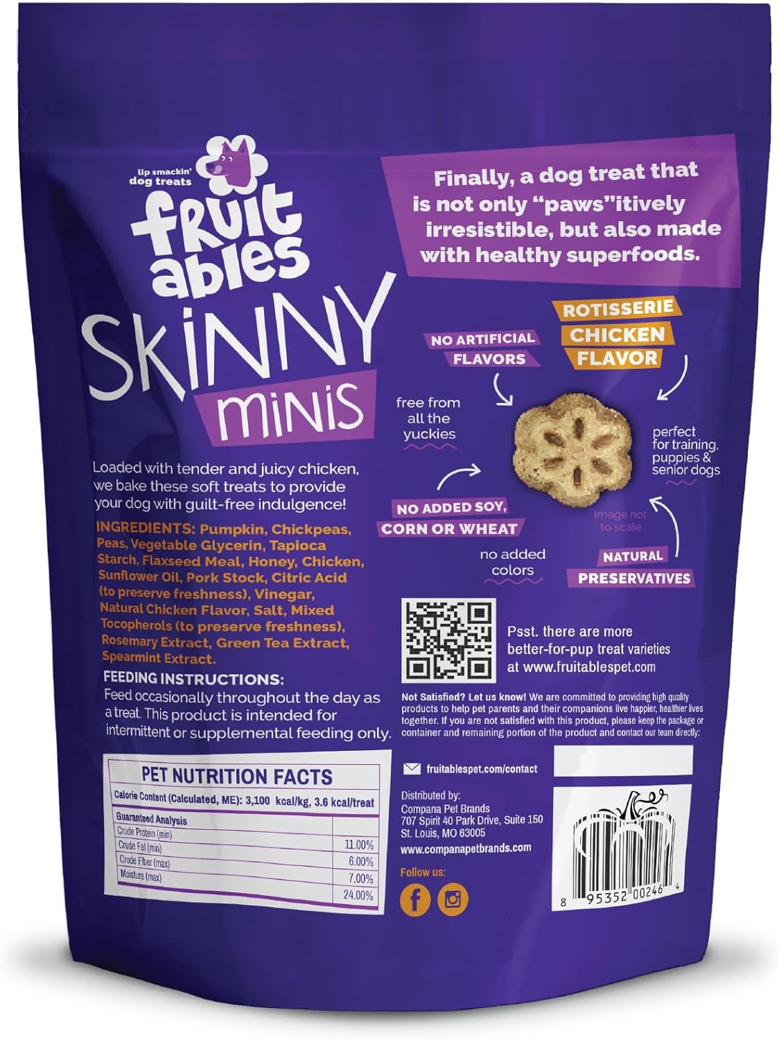 Fruitables Skinny Minis Dog Treats Rotisserie Chicken