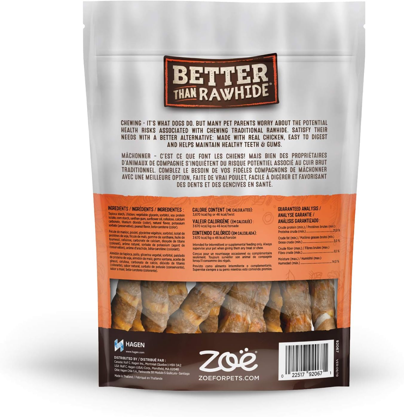 Zoe Better Than Rawhide Peanut Butter Twists Dog Treats