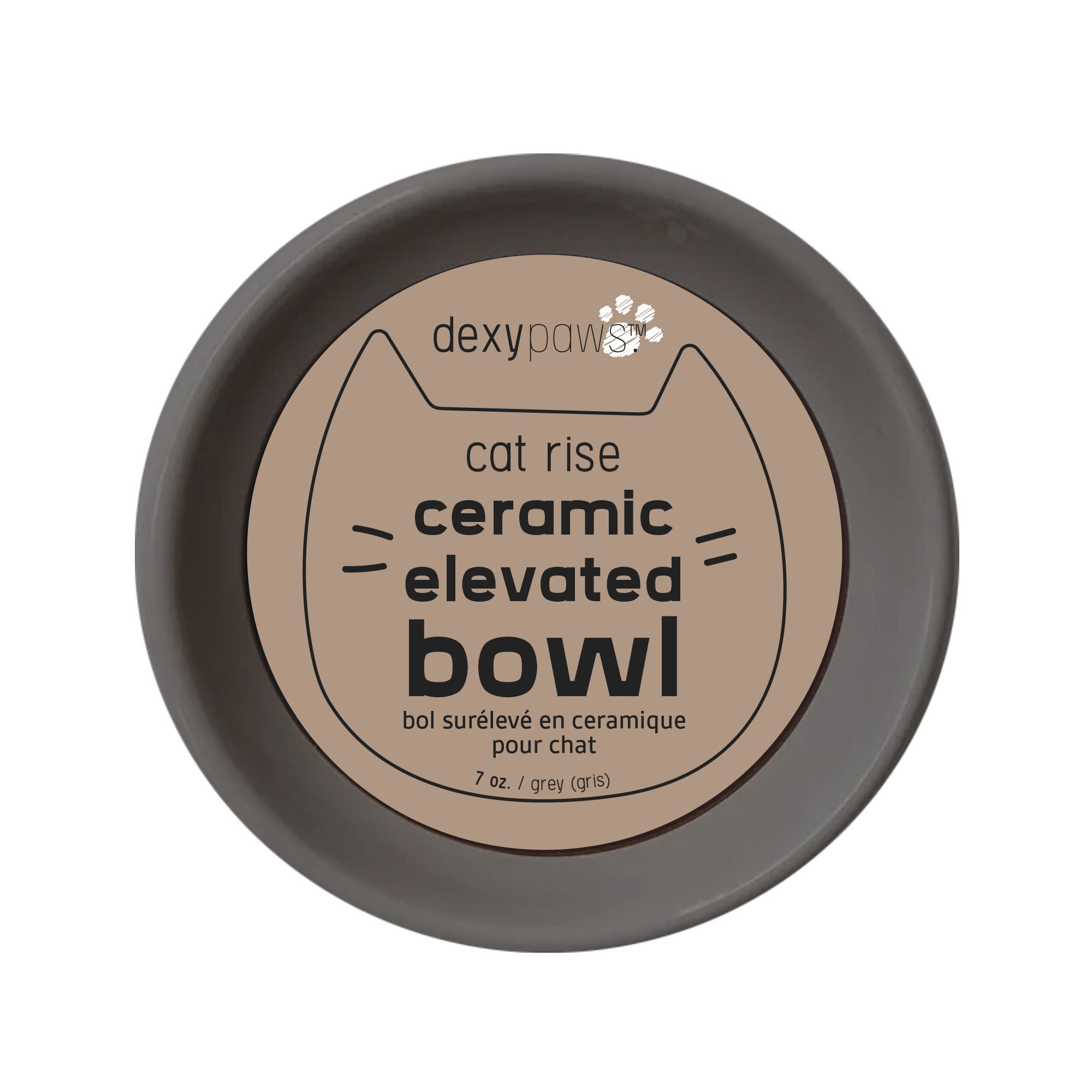 Dexypaws Raised Ceramic Cat Grey