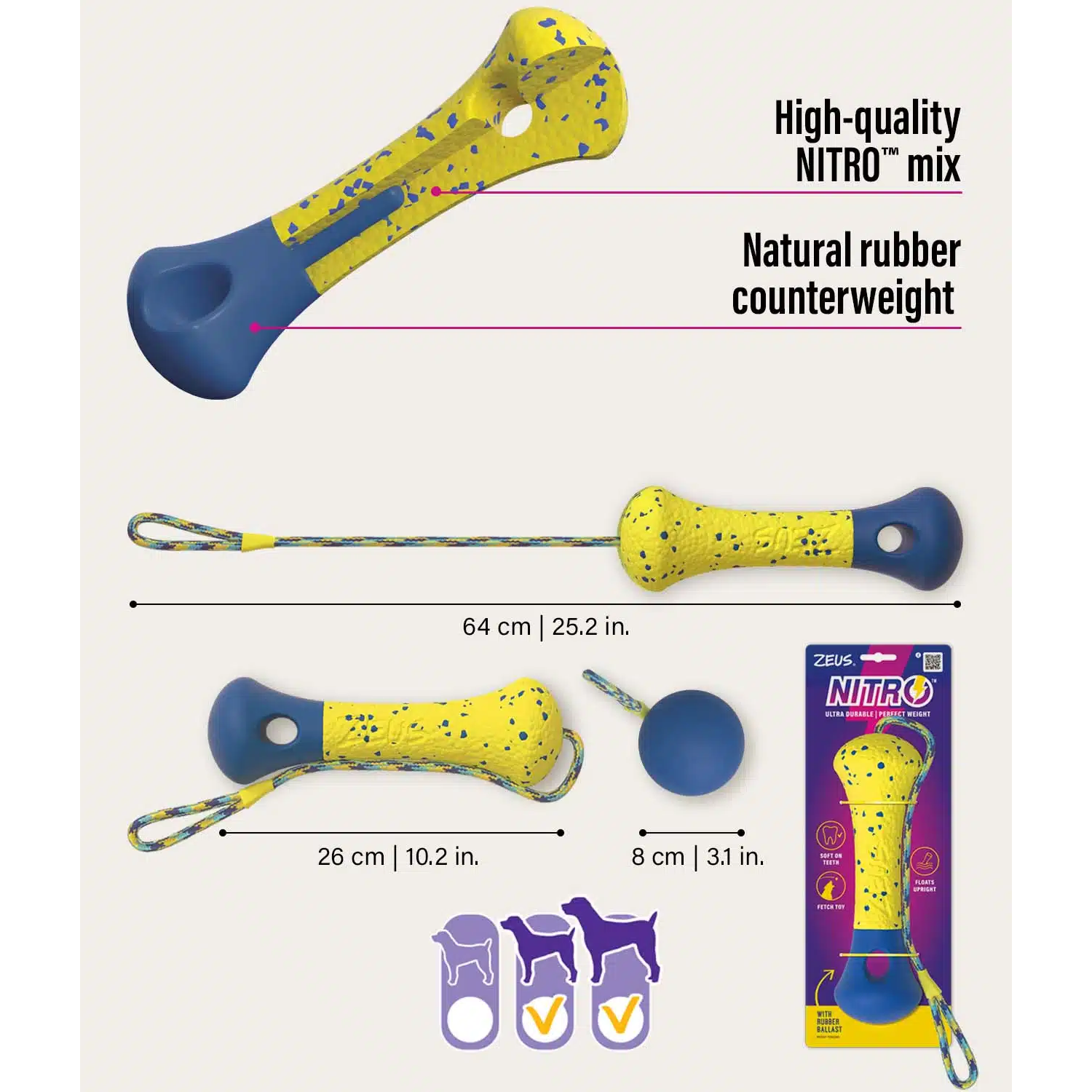 Zeus Nitro Weighted Buoy With Rope Dog Toy