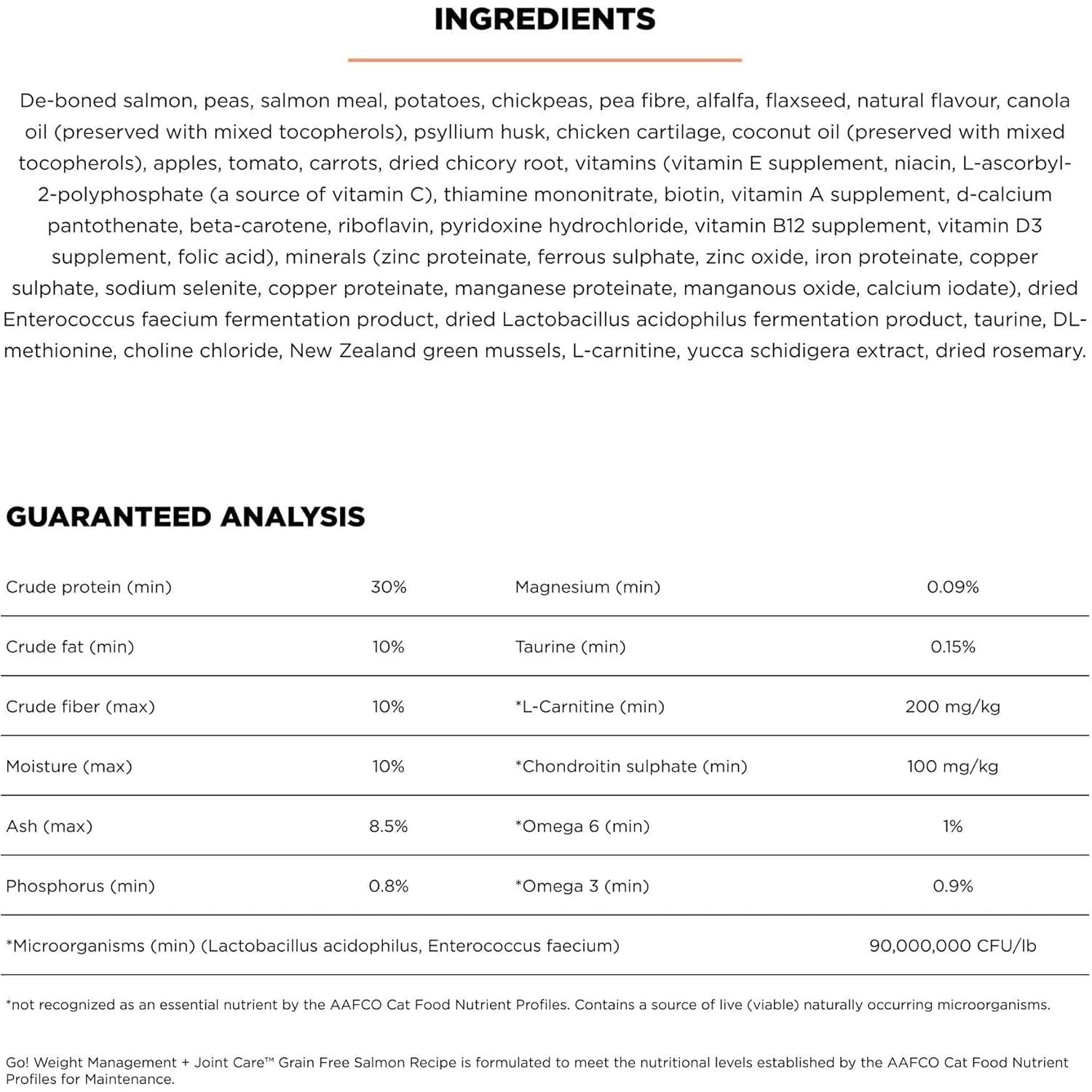 Go! Weight Management + Joint Care Grain-Free Salmon Recipe for cats