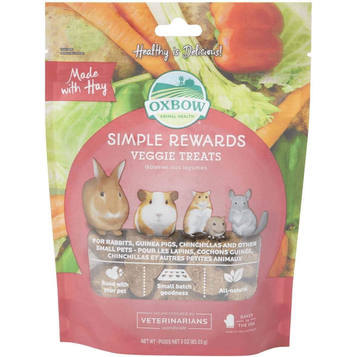 Oxbow Simple Rewards Oven Baked Veggie Small Animal Treats - 85g - Small Animal Food Treats - Oxbow - PetMax Canada