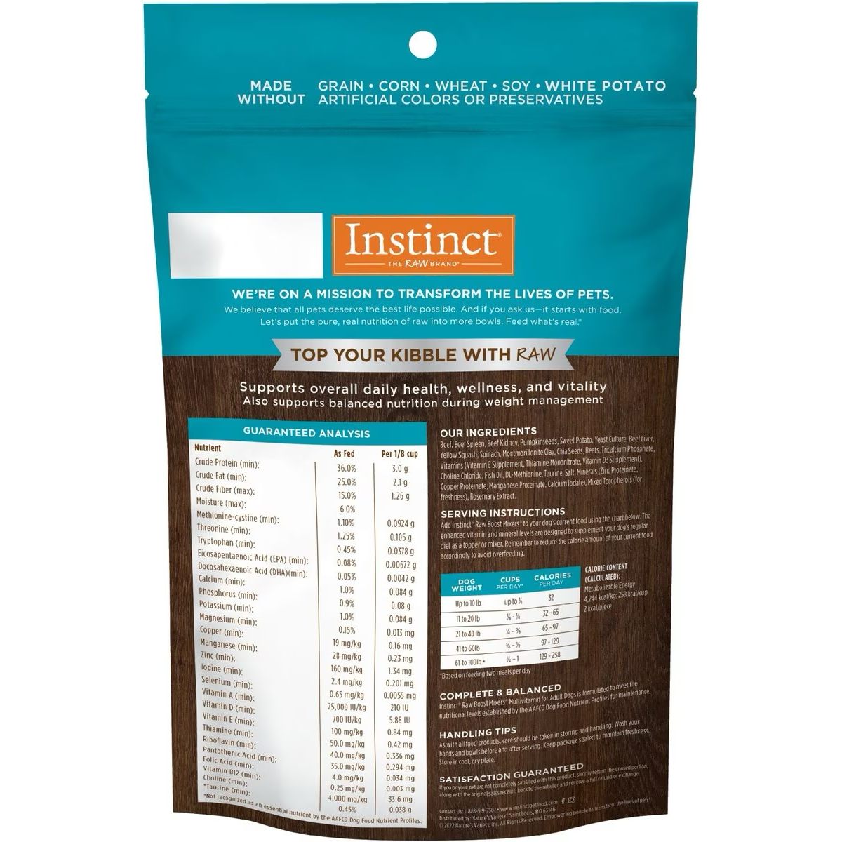Instinct Boost Mixers Multivitamin Grain-Free Freeze-Dried Raw Adult Dog Food Topper Dog Treats | PetMax Canada