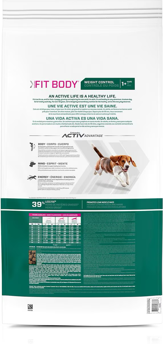 Eukanuba Medium Breed Weight Control Fit Body Dog Food