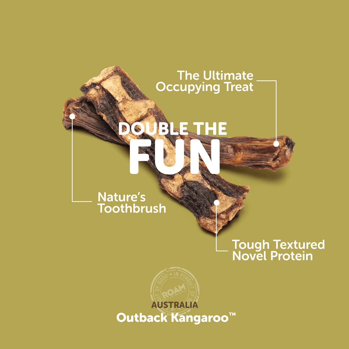 Roam Roo In Two Kangaroo Dog Bone Treat Natural Chews | PetMax Canada