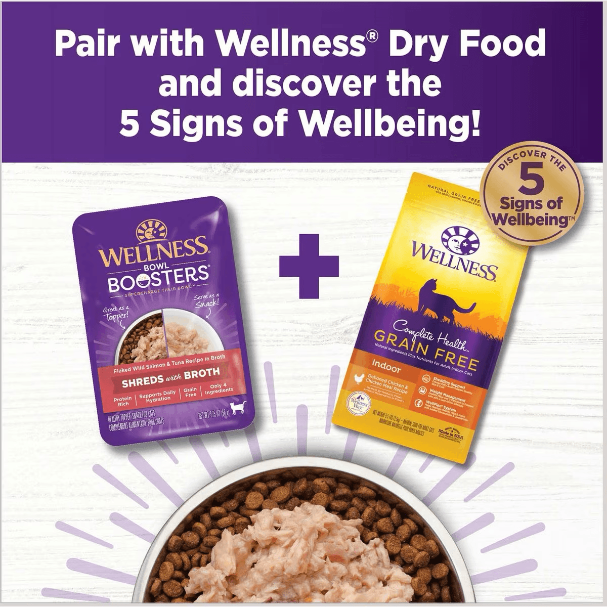 Wellness Bowl Boosters Flaked Salmon & Tuna Wet Cat Topper - 50g - Canned Cat Food - Wellness - PetMax Canada
