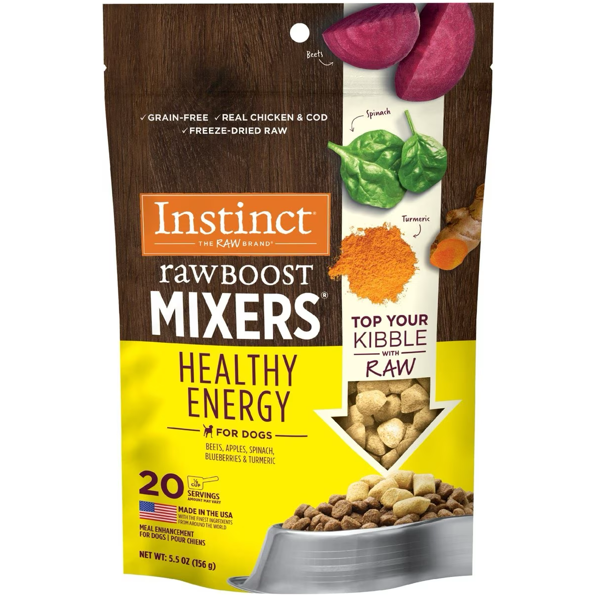 Instinct RawBoost Mixers Healthy Energy Grain-Free Freeze-Dried Dog Food Topper Dog Treats | PetMax Canada