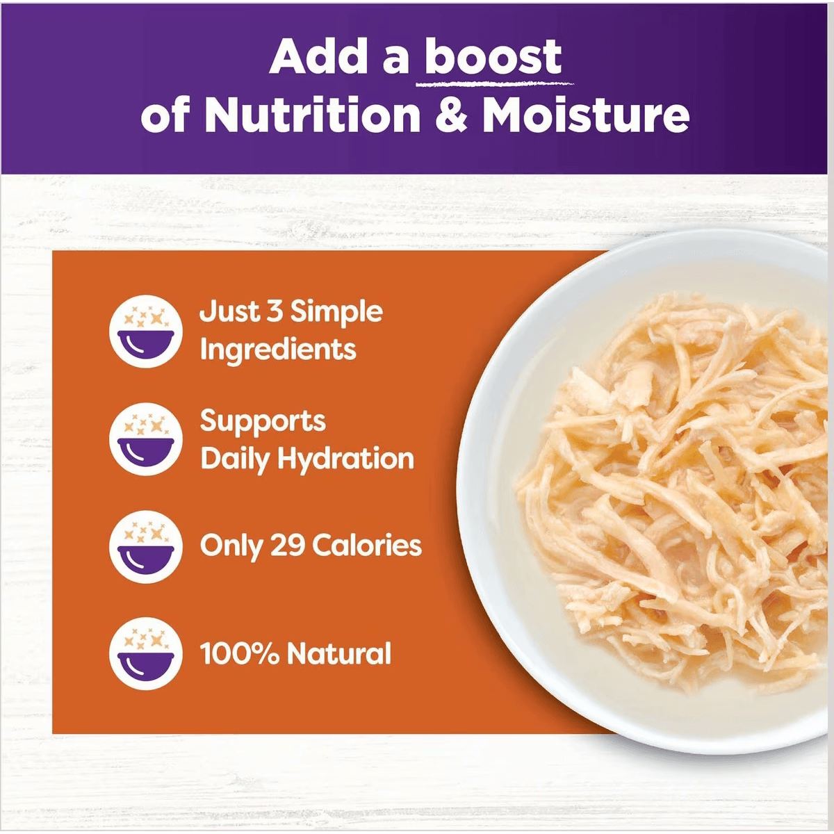 Wellness Bowl Boosters Shredded Chicken Wet Cat Topper - 50g - Canned Cat Food - Wellness - PetMax Canada