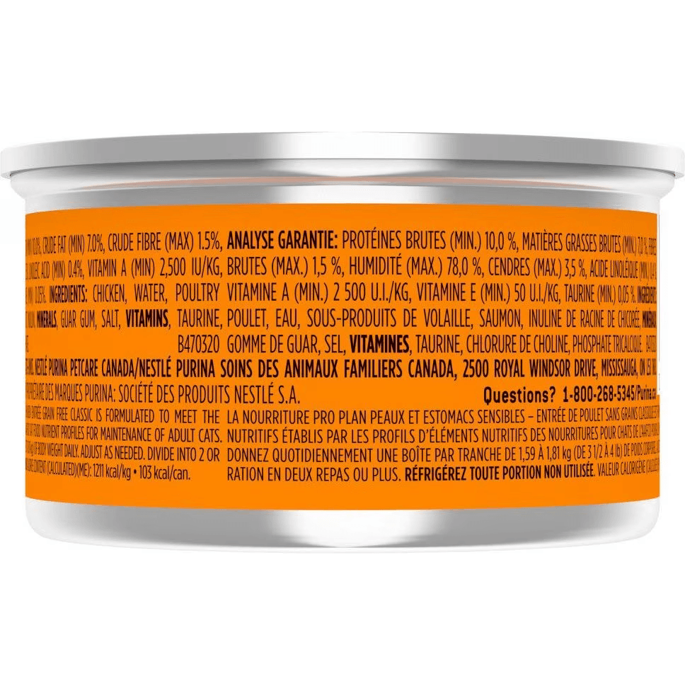 Purina Pro Plan Specialized Sensitive Skin & Stomach Chicken Entree Wet Cat Food - 85g - Canned Cat Food - Purina Pro Plan - PetMax Canada