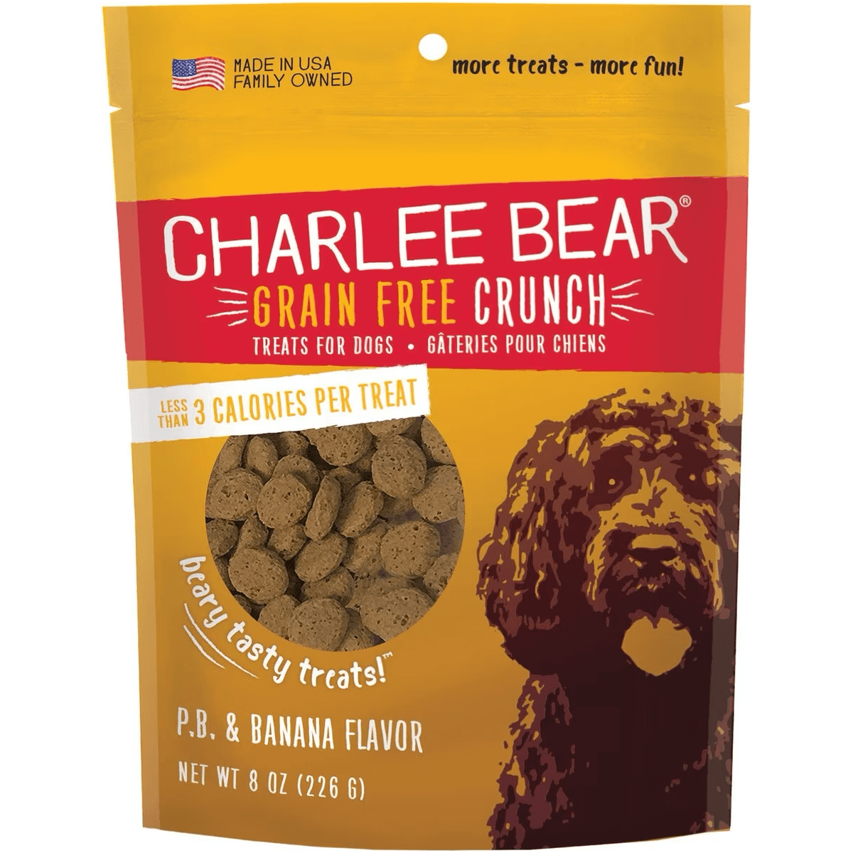 Charlee Bear Dog Treats Grain Free Peanut Butter & Banana - 8 oz - Dog Treats - Charlee Bear - PetMax Canada