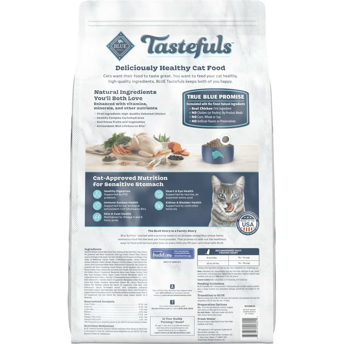 Blue Buffalo Tastefuls Sensitive Stomach Natural Chicken Adult Dry Cat Food - 2.27 Kg - Cat Food - Blue Buffalo - PetMax Canada