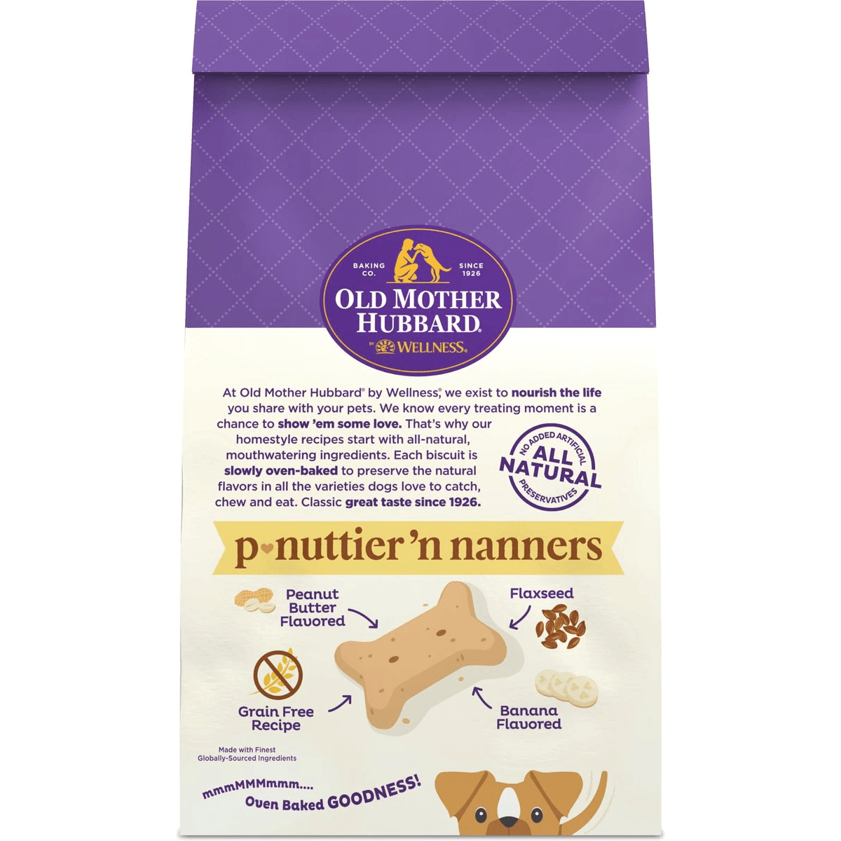 Old Mother Hubbard Classic P-Nuttier 'N Nanners Grain Free Mini Oven-Baked Biscuits Dog Treats - 453g - Dog Treats - Old Mother Hubbard - PetMax Canada