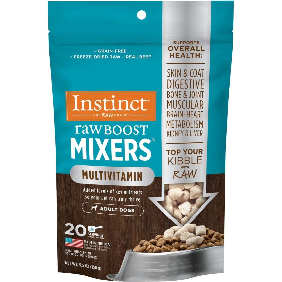 Instinct Boost Mixers Multivitamin Grain-Free Freeze-Dried Raw Adult Dog Food Topper Dog Treats | PetMax Canada