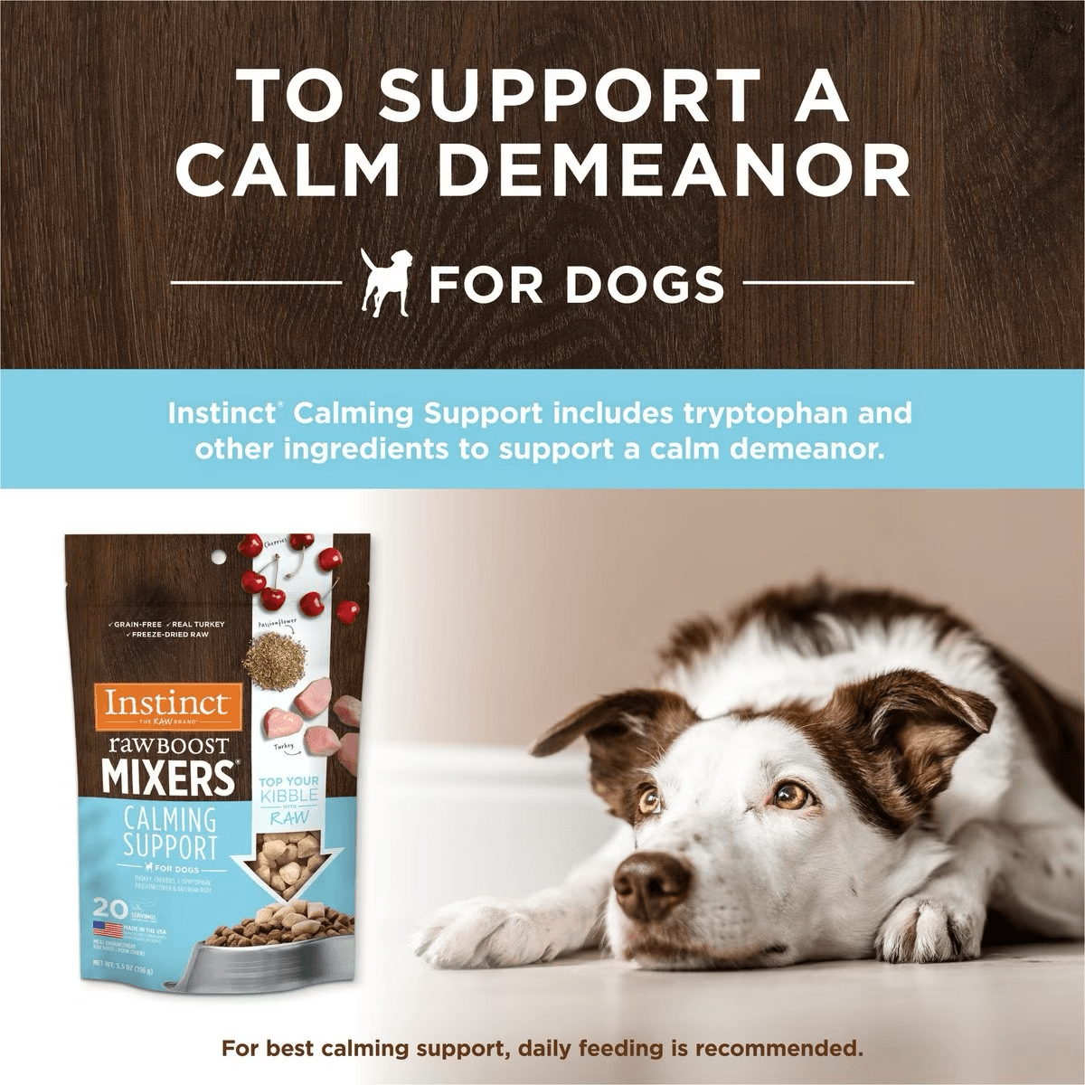 Instinct RawBoost Mixers Calming Support Grain-Free Freeze-Dried Dog Food Topper Dog Treats | PetMax Canada