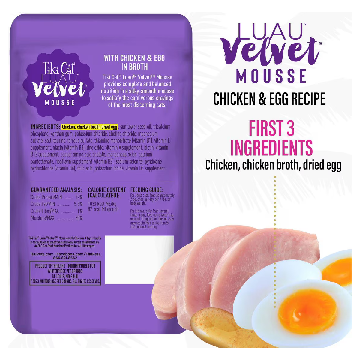 Tiki Cat Pouch Velvet Mousse Chicken with Egg in Broth