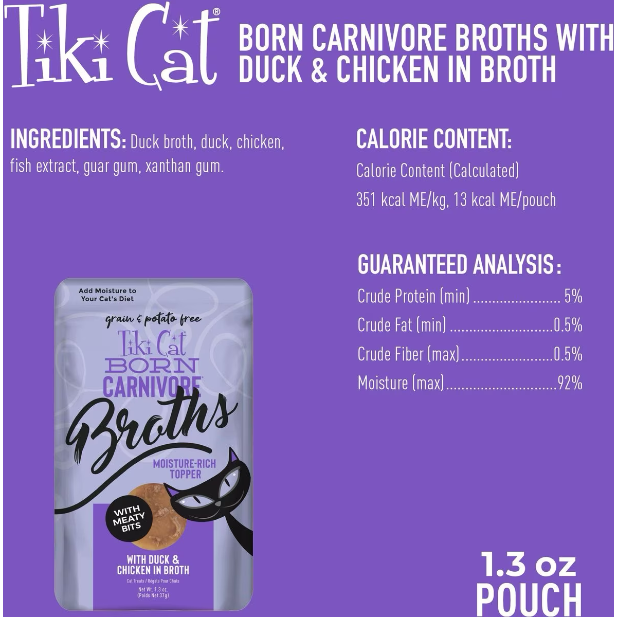 Tiki Cat Pouch Broths Grain Free Duck & Chicken
