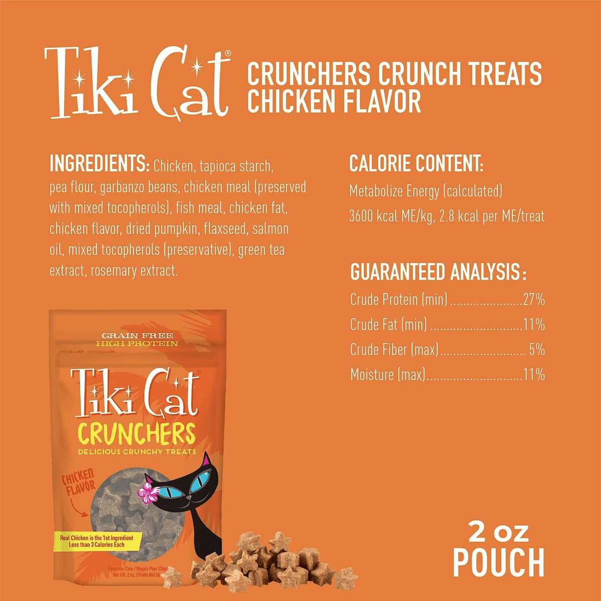 Tiki Cat Treats Crunchers Chicken - 57g - Cat Treats - Tiki Cat - PetMax Canada